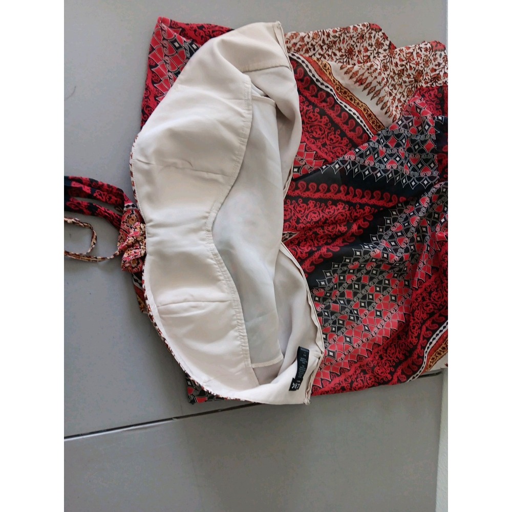 BCBG Maxi Dress Halter Women 6 Boho 100% Silk Red Handkerchief Hem Fairy Beachy - Picture 12 of 14